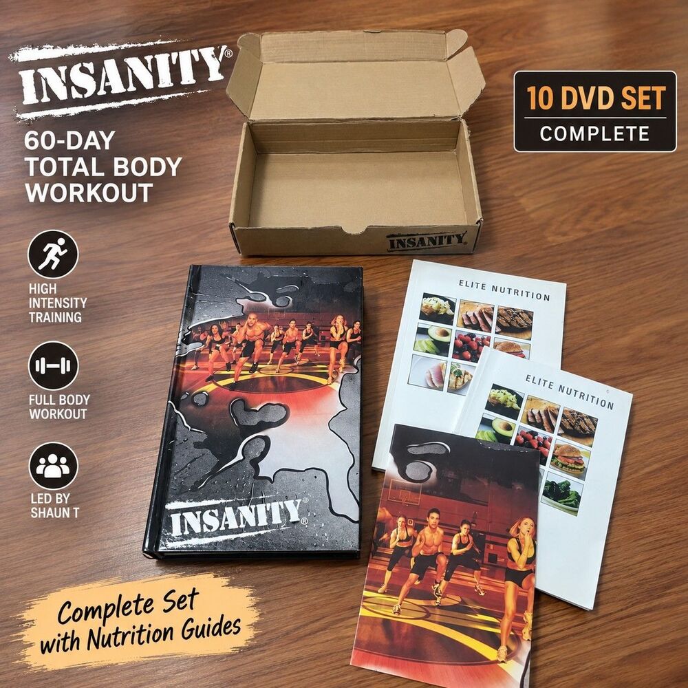 Beachbody INSANITY 60-Day Total Body Workout 10 DVD Set Complete Shaun T